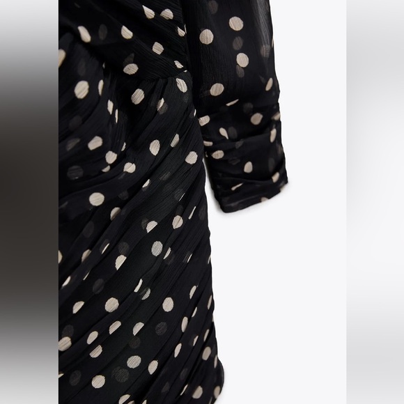 ZARA mini dress polka dot longs sleeve mini dress - Picture 7 of 8